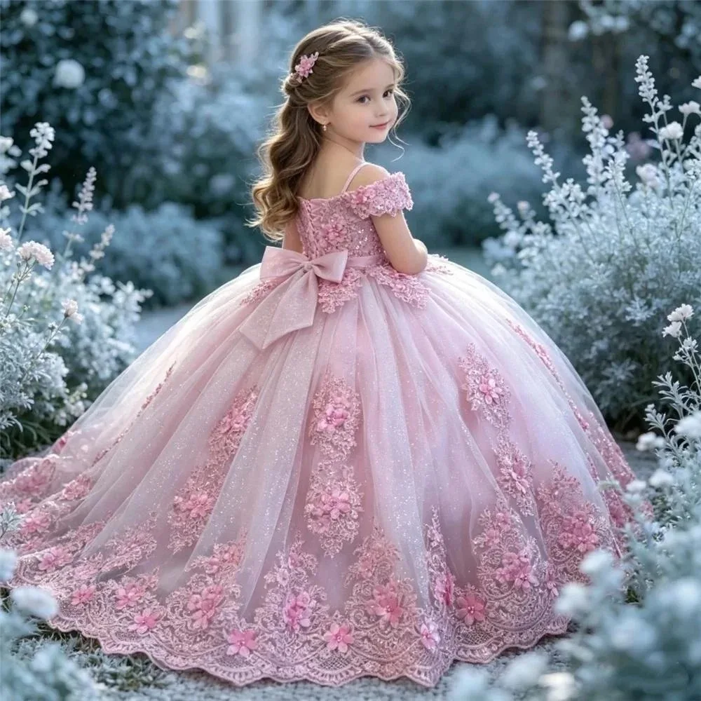 robe-de-mariee-de-luxe-robe-d'anniversaire-sur-mesure-robe-de-luxe-pour-femme-robe-d'invitee-de-mariage-robe-de-concours-de-beaute-pour-filles-robe-de-defile-robe-florale-rose-robe-elegante-formelle-pour-enfants