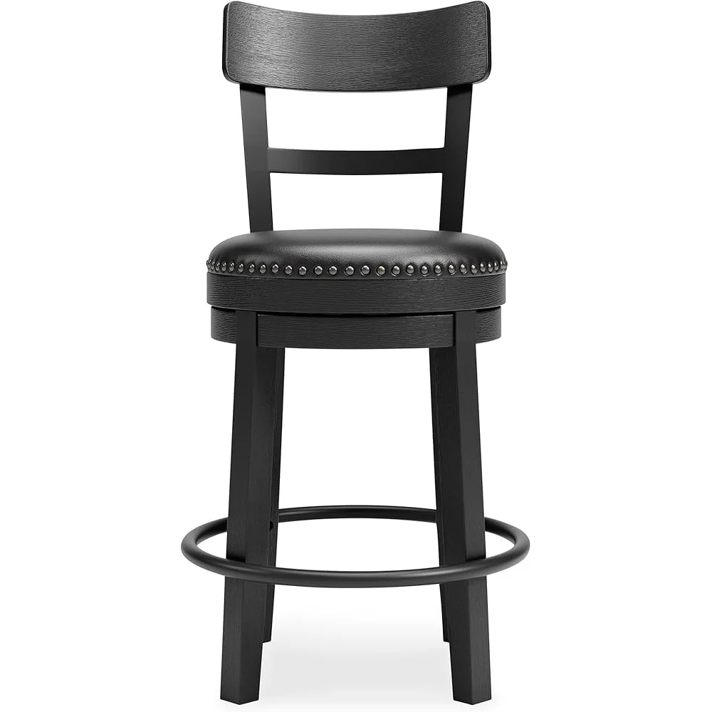 Faux Leather Swivel Bar Stool Modern Rustic Design 360 Degree Seat Cushed Comfort Metal Frame Kitchen Dining Counter Use