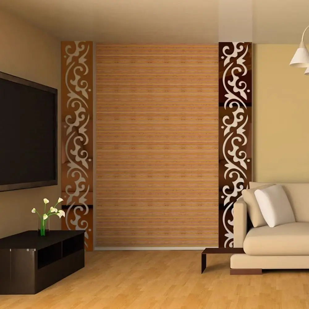 Self Adhesive Mirror Waist Line Acrylic Material Creative Pattern Self Adhesive Wall Paster Edge Strip 3D Design