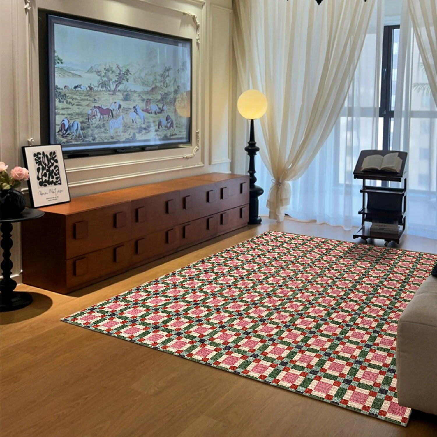 Vintage Geometric Pattern Carpet for Living Room Large Area Rugs Short Plush Rug for Bedroom Cloakroom Study Floor Mat 카페트 거실 대형