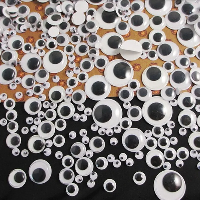 

100Pcs Peel And Stick Eyes Self-Adhesive Black White Round Moving Eyes For Crafts Toy Fun