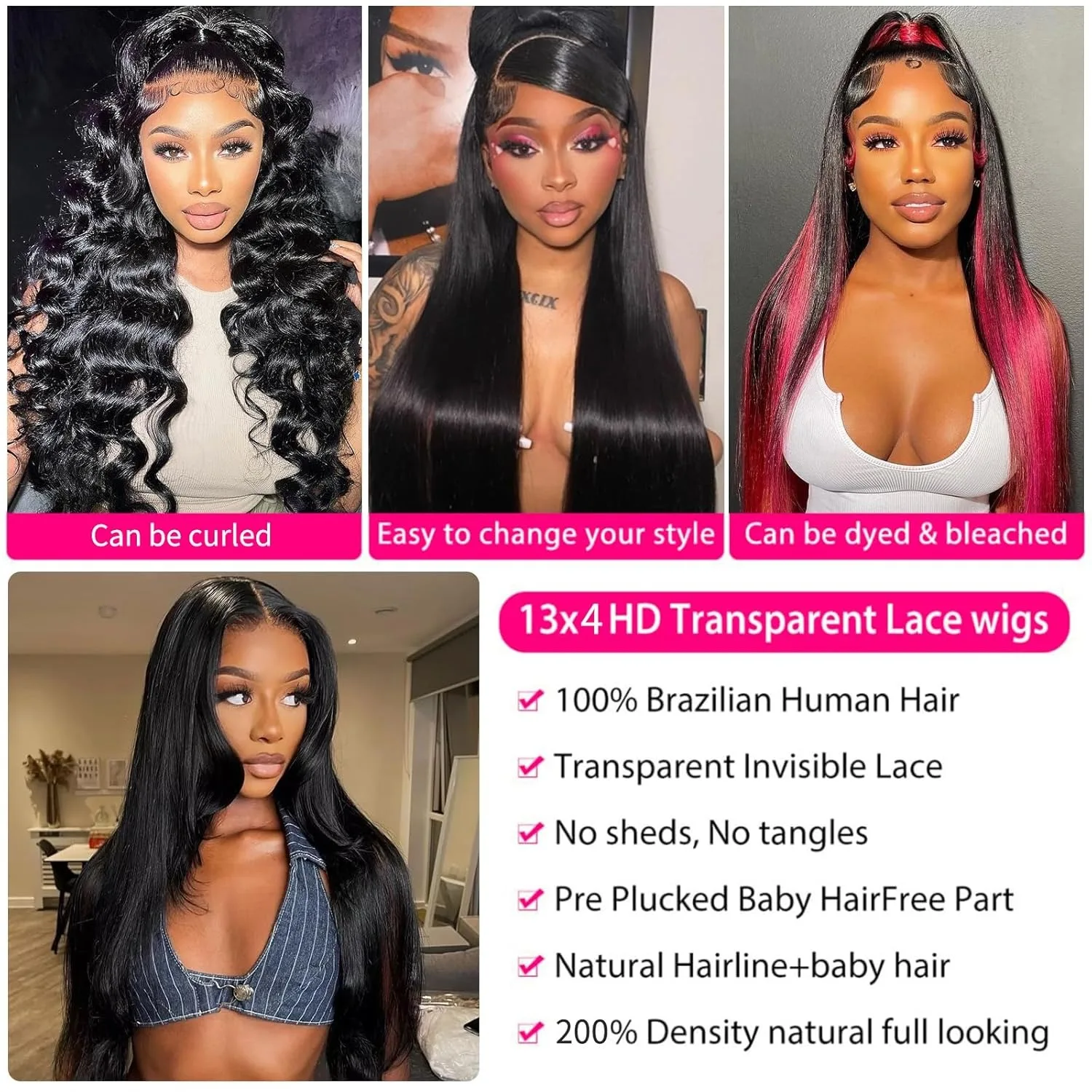 32 Inch Straight Lace Front Wigs Human Hair 13x4 HD Transparent Lace Frontal Wig for Women Brazilian Virgin 5x5 Lace Closure wig image 5