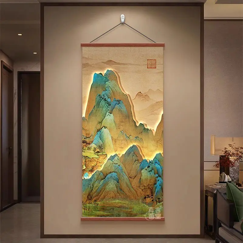 Thousand Miles Scroll Tapestry Wall Hanging - Handmade Feng Shui Decor for Foyer, Living Room, Hallway, Study & Office