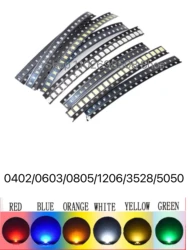 600 szt. = 6 rdzeni x 100 szt. 5050 5730 1210 1206 0805 0603 0402 LED SMD Diodo Kit Vermelho/verde/azul/branco/amarelo/laranja