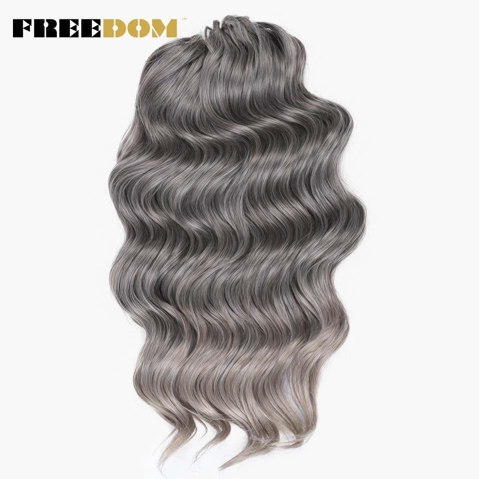 FREEDOM Synthetisches Twist-Häkelhaar, 16 Zoll, tiefe Wellen, Ombré-Blond-Braun, Wasserwellen-Flechthaarverlängerungen – Detail 3