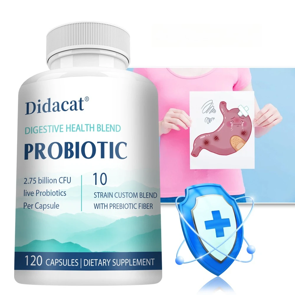 

Probiotic Capsules, 10-Strain Blend Probiotics Fiber Supplement for Men and Women, Promotes Intestinal Health, Relief Bloating