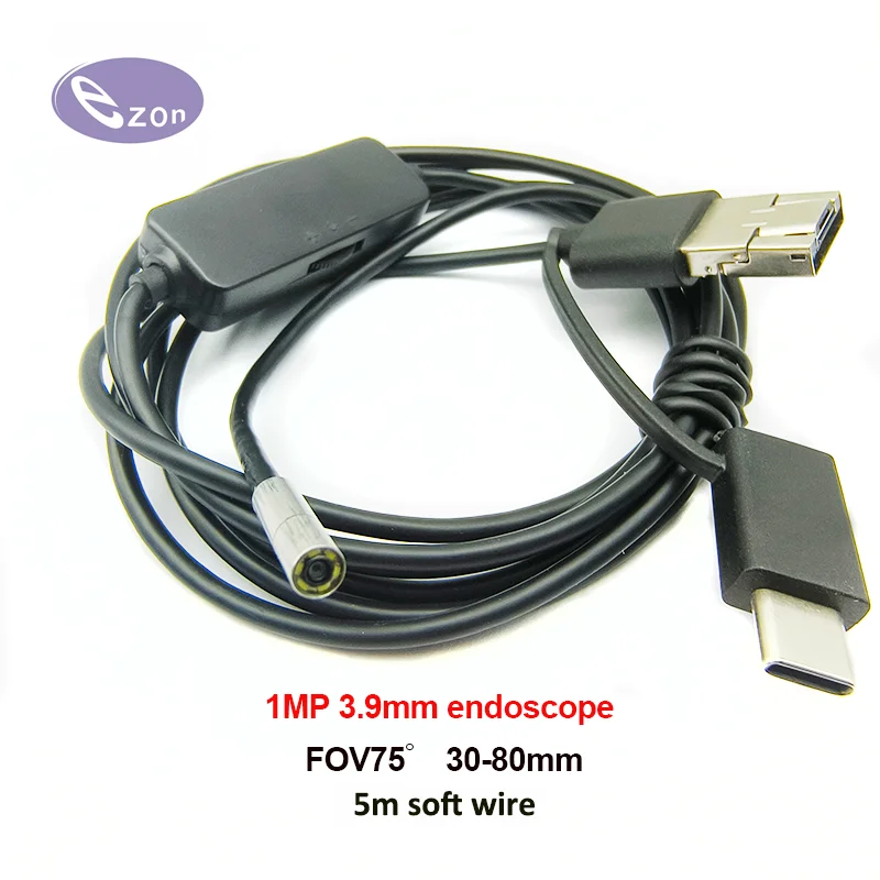 1mp-usb-内視鏡直径-39-ミリメートル-fov75-度-ip67-防水-5-メートルソフトワイヤー-3-in-1-ケーブル工業用ステアリング内視鏡