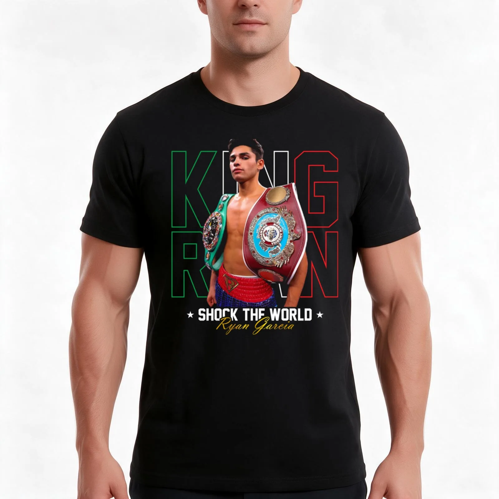 RYAN GARCIA choque le monde T-Shirt, Summer Casual Cotton Tee, Oversized Streetwear Tops, Vintage Graphic Print, 100% Cotton