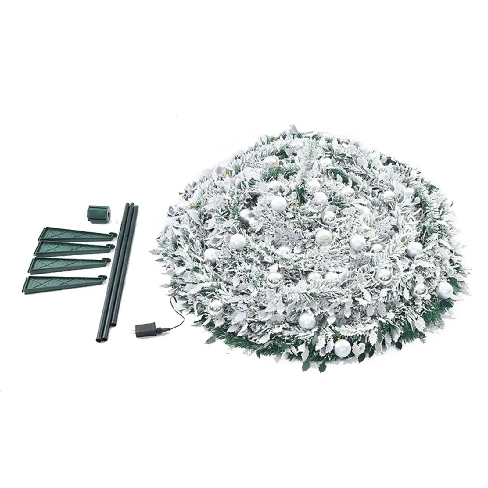 Foldable Artificial Christmas Tree with Decorative Lights PVC Material Reusable for Family Enjoy Xmas Porch Party Dining Rooms