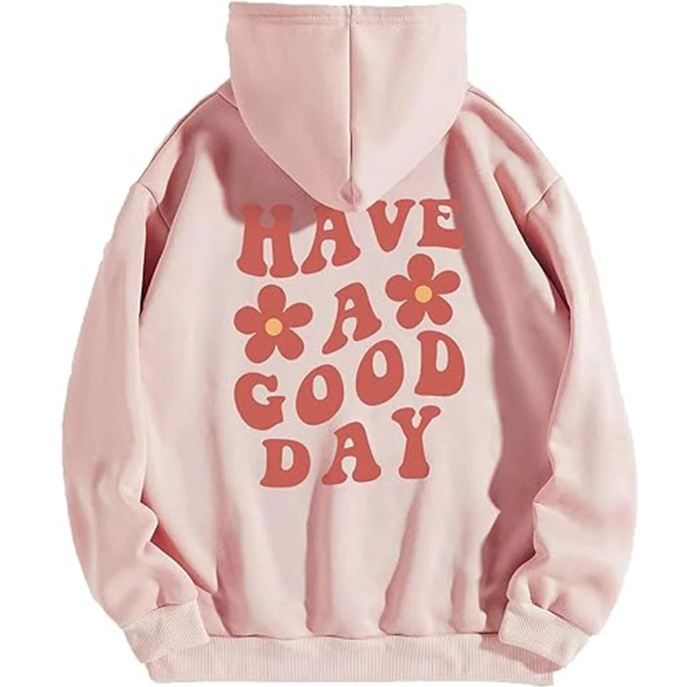 Women’s Y2K Slogan Letter Graphic Oversized Aesthetic Hoodie Drop Shoulder Fleece Hooded Sweatshirt Pullover