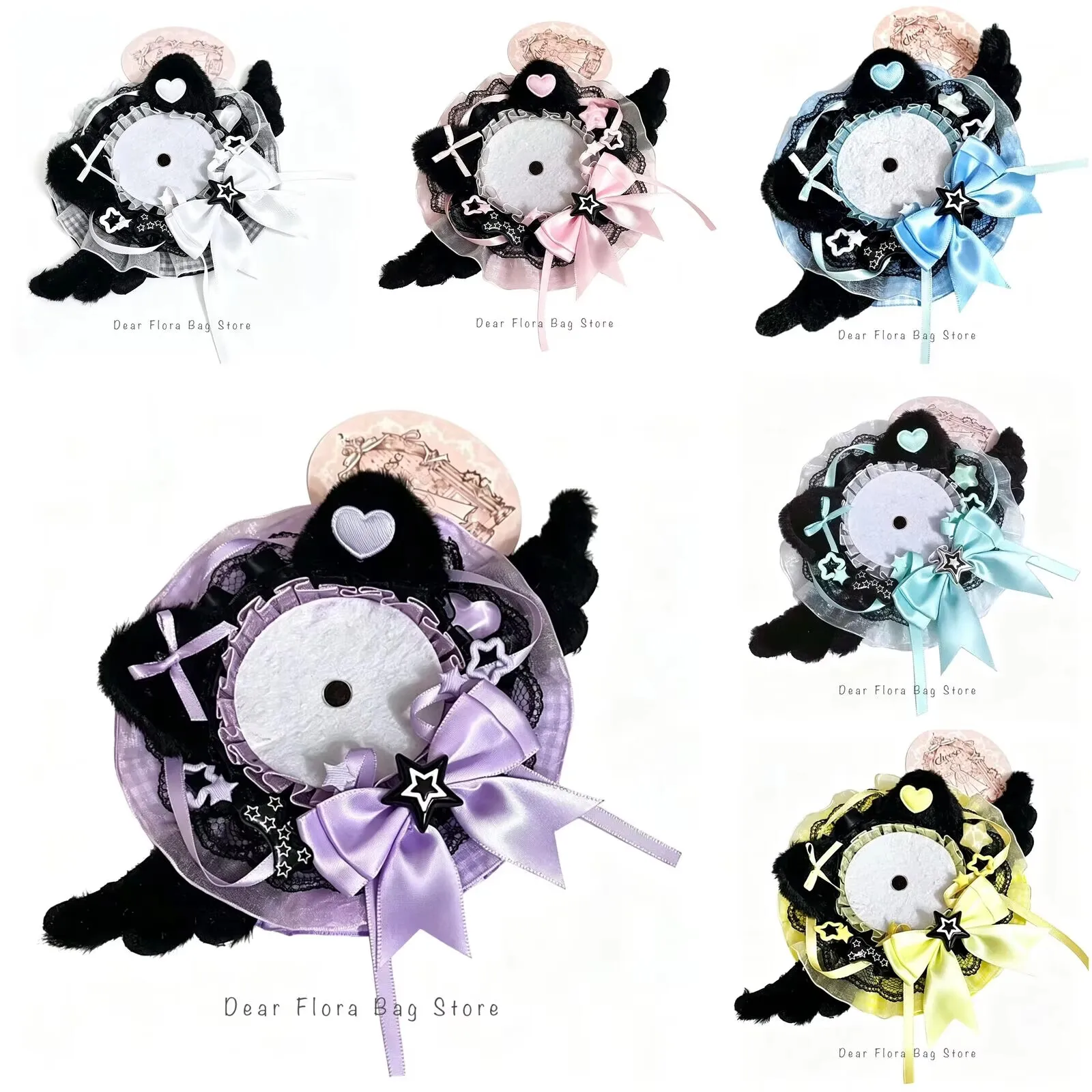 Cute Cat Ear Wing Lace Bow Badge Holder Itabag Decoration Insert Accessory Handmade DIY Pin Display Tray Base Anime Badge‌ Stand