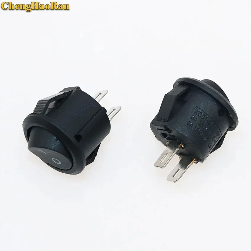 ChengHaoRan KCD1-2 16mm Diameter Small Round Boat Rocker Switch 3A 250V AC / 6A 125V AC 2 Pin ON-OFF Rocker Switch