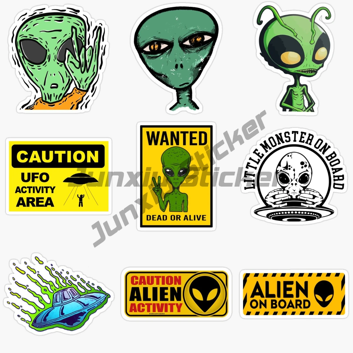 

Creative Funny UFO Alien on Board Creative Vinyl Self-adhesive Car Sticker Waterproof for Cars Laptop Walls Windows Bumper Decal
