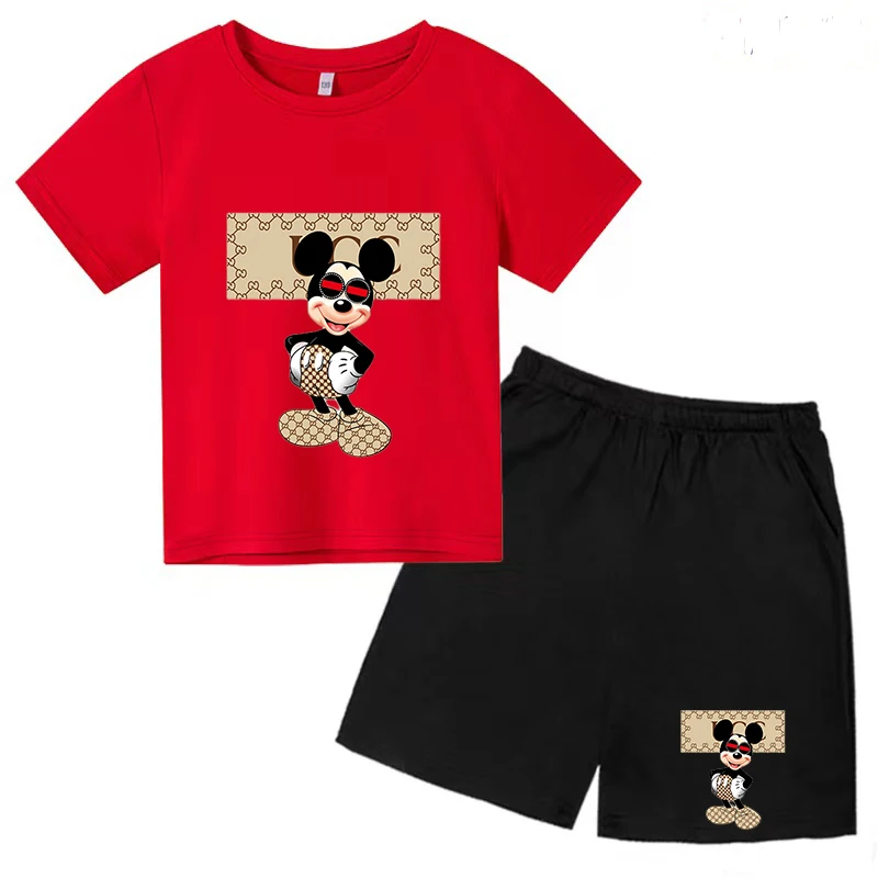 

Kids T-shirt Anime Character Print Boys Girls Toddler 3-12Y Top + Shorts 2P Fashion Charming Sport Jogging Sunshine Casual Suit