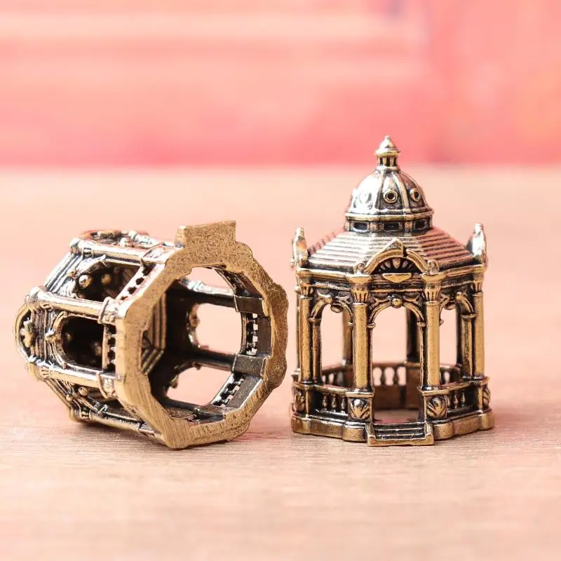 Retro Brass Micro Landscape Chinese Rockery Ancient Pavilion Ancient Architecture Miniature Model Bonsai Fish Tank Decoration