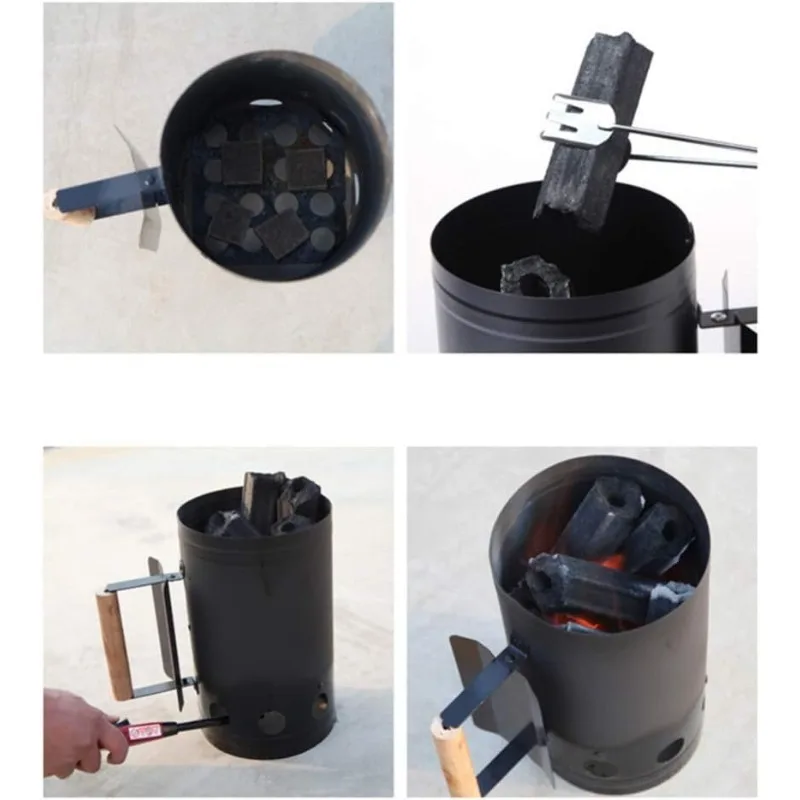 Outdoor Barbecue Fire Starter Bucket Fast Charcoal Ignition Barrel Charcoal Grill Chimney Starter for Barbeque Yard CampingTool