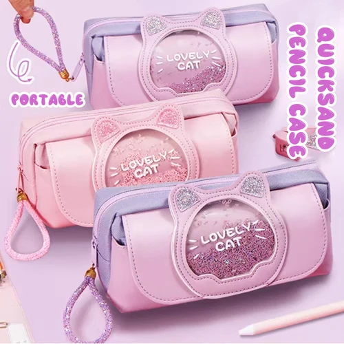 Imagen 1 del producto Estuche para lápices Kawaii Quicksand, caja de bolígrafos multifuncional de gran capacidad, bolsa de almacenamiento bonita, suministros escolares y de oficina, papelería