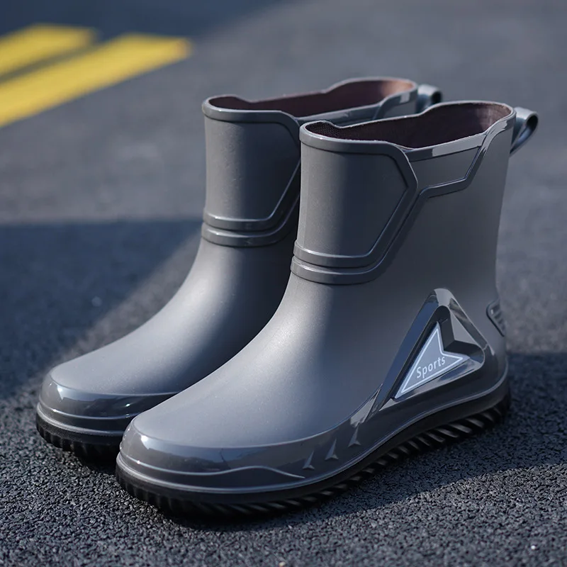 Short and Medium Tube Men's Bundle Rain Shoes Night with Reflective Strip Rubber Shoes Waterproof Shoes Elastic Band Waterproof