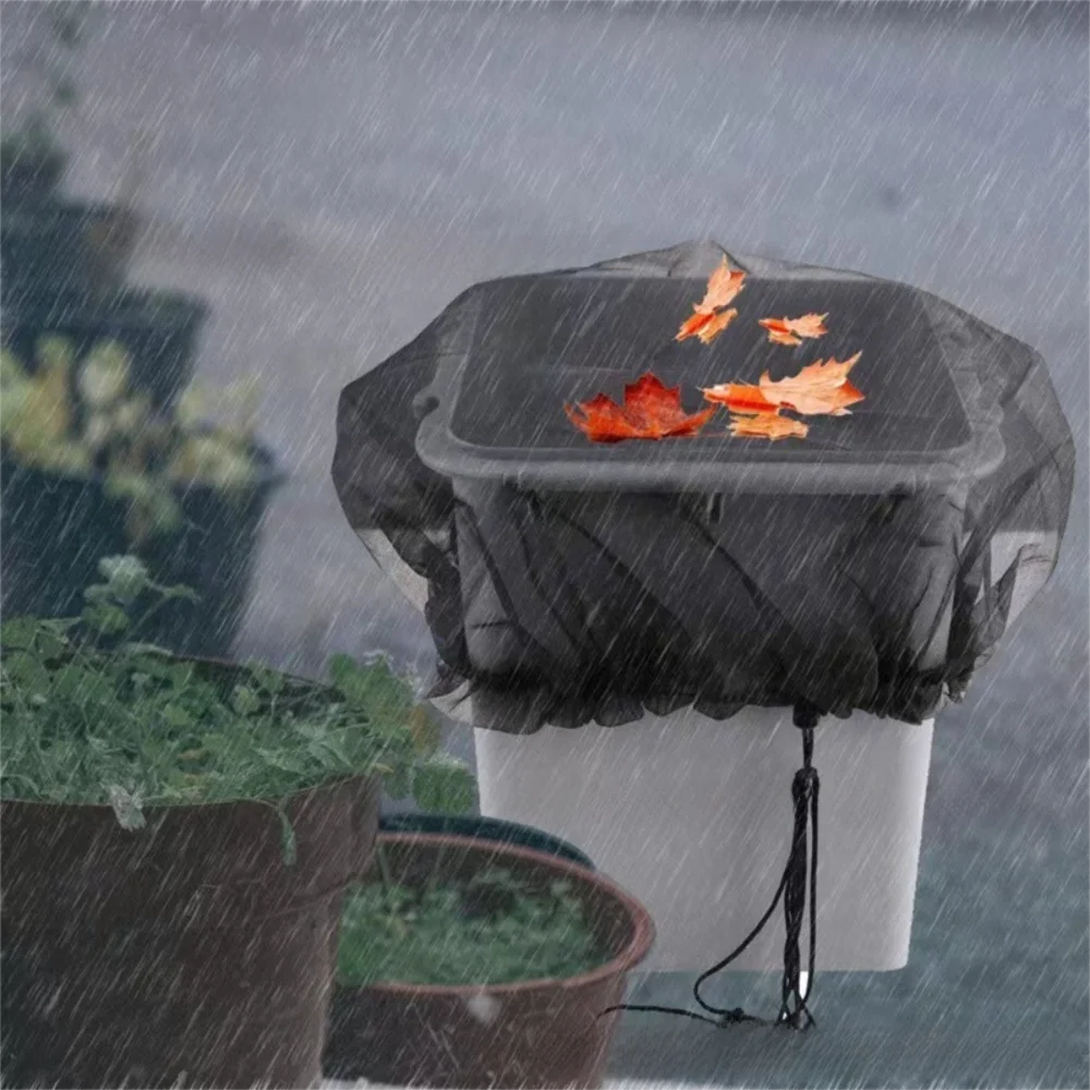 Polyester Rain Barrels Cover Net Leaves Fall Protection Anti-Mosquito Water Collection Buckets Mesh Cover Reusable