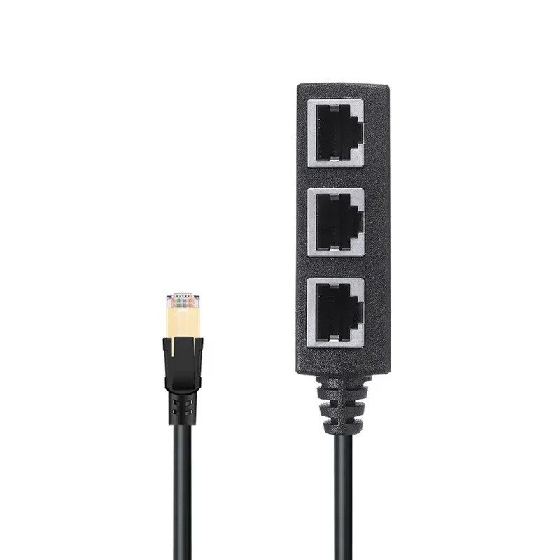 محول تمديد كابل توصيل شبكة إيثرنت، موصل ذكر إلى أنثى لمحاور التوجيه، RJ45 1 ذكر إلى 3 منافذ أنثى
