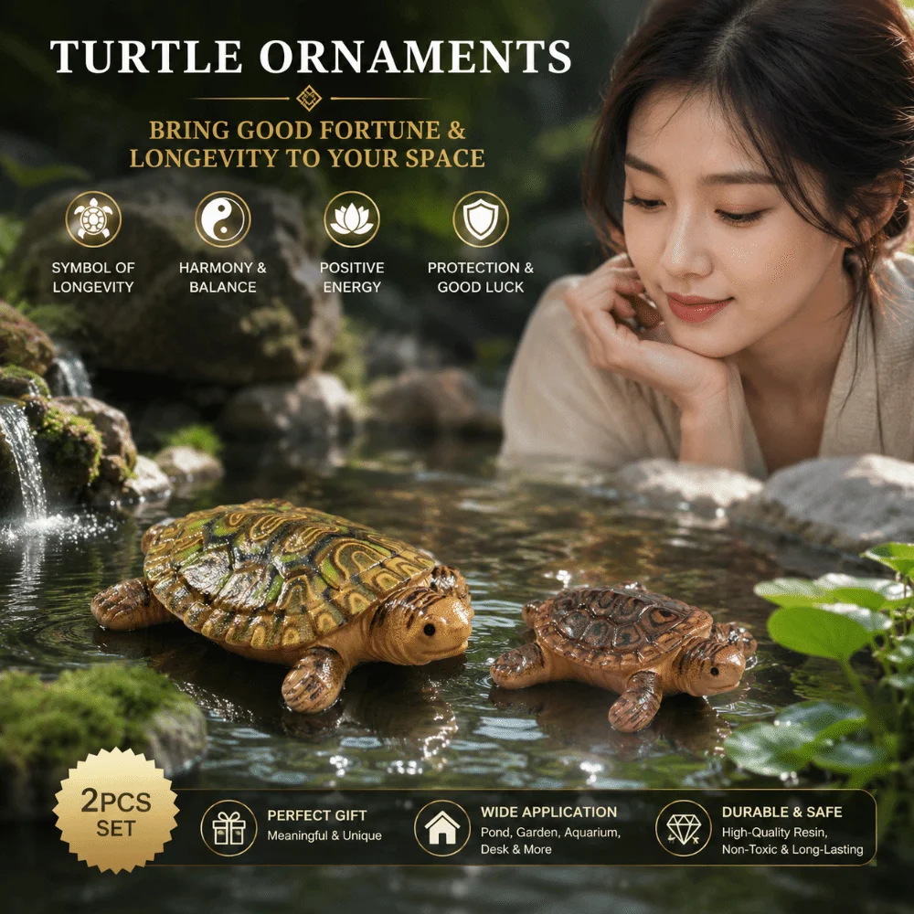 Floating Mini Turtle Statues Vintage Antique Miniature Turtle Decor Resin Turtle Feng Shui Ornament Garden figurine Outdoor Pond