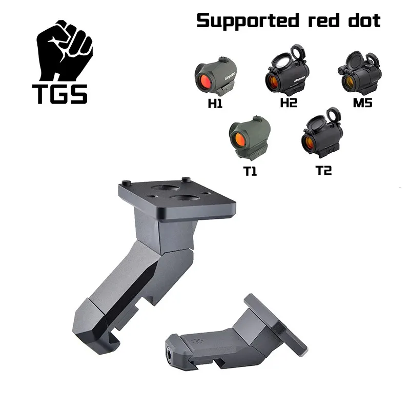 Tactical Metal Offset Optic Sight Mount For T 1 T 2 RMR 45 Degrees Red Dot Scope Base Fit 20mm Rail Airsoft Accessories