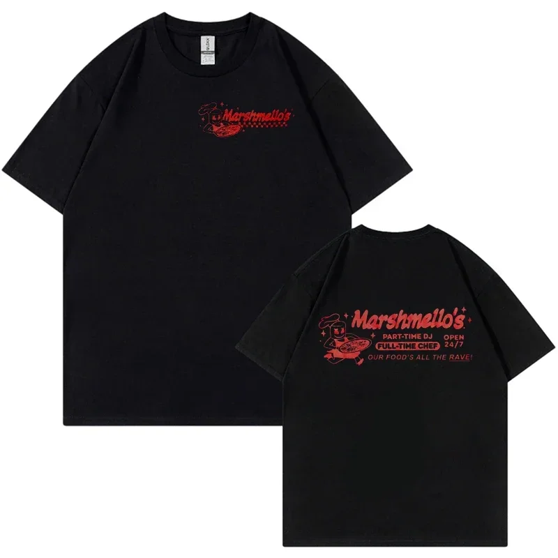 

Marshmello Chef Marshmello Summer Short Sleeve Cotton Loose Fit Breathable T Shirt Unisex Couples Friendly for Men and Women