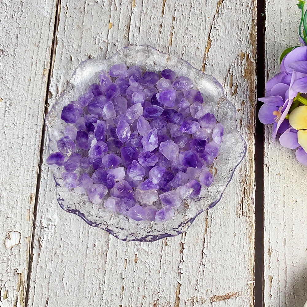 Natural Crystal Amethyst Tooth Flower Rough Stone Aquarium Home Fish Tank Decoration Mineral Healing Raw Stone DIY Gifts