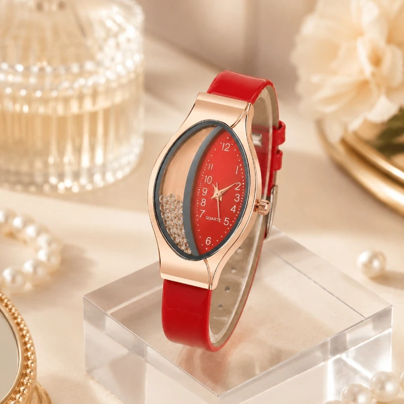 New Luxury Women's Watch Fashion Crystals PU Leather Band Ladies Watch Fashion Jewelry Quartz Wrist Watch Gift for Woman Reloj