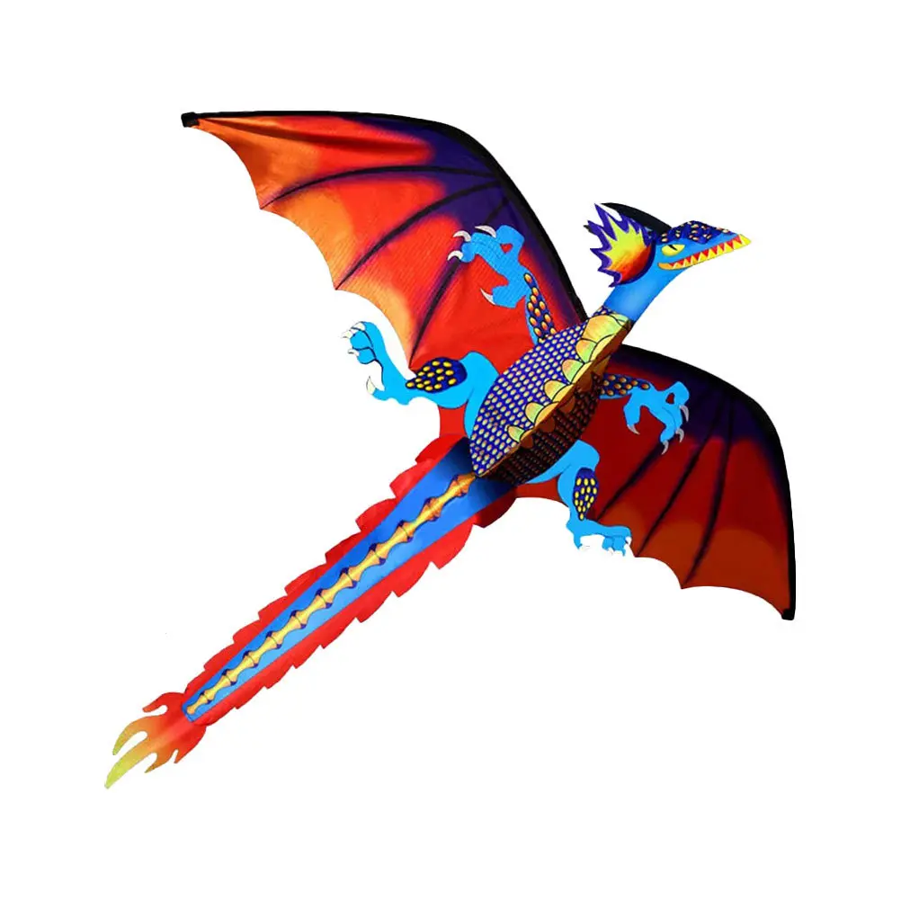 1 Satz 1 Set 3D-Dinosaurier-Drachen mit langem Schwanz, helle Farbe, einfach zu fliegen, faltbar, für Kinder im Freien, für Kinder, Geburtstag, Weihnachten, Geschenk