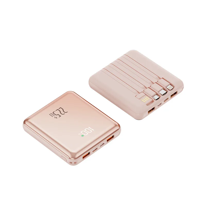 Powerbank 10000/20000mAh z szybkim ładowaniem, ultracienki mini z wbudowanym kablem, bateria zewnętrzna o dużej pojemności do iPhone'a i telefonów z systemem Android.