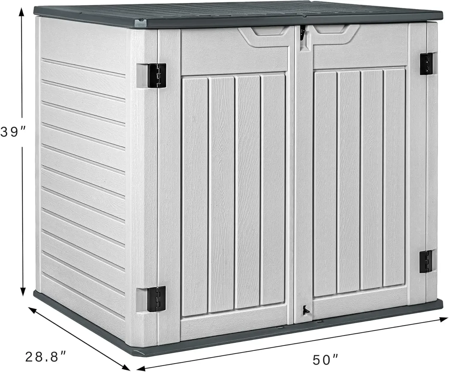 Resin Outdoor Storage Shed 34 Cu Ft Horizontal Outdoor Storage Cabinet Waterproof Patio Tools Storage Box