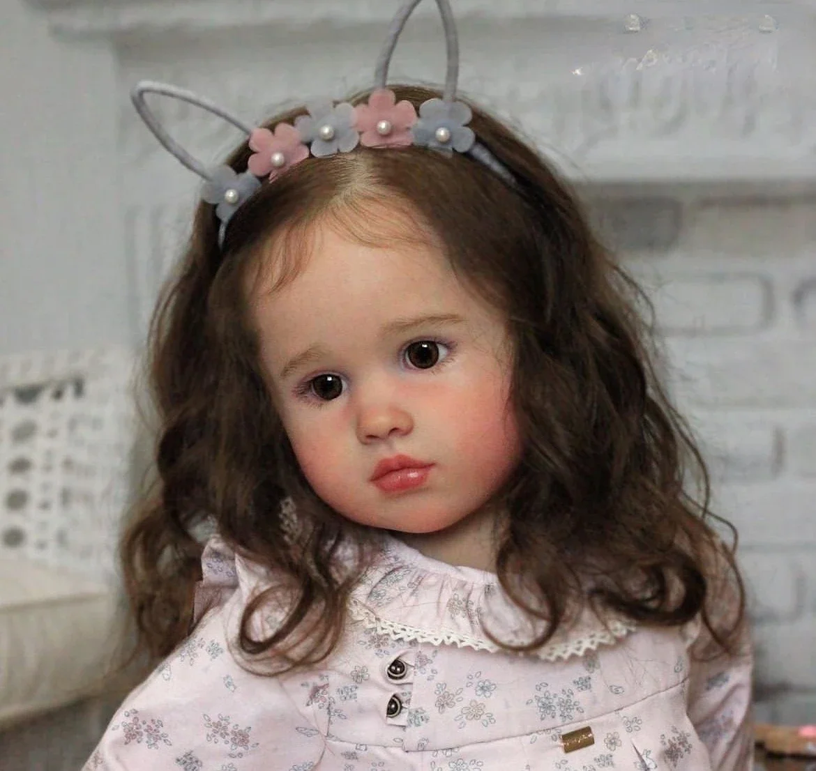 San Store 84 cm al klaar Bebe herboren pop Louisa met lang krullend haar met mooie jurk door kunstenaar poppen voor meisje