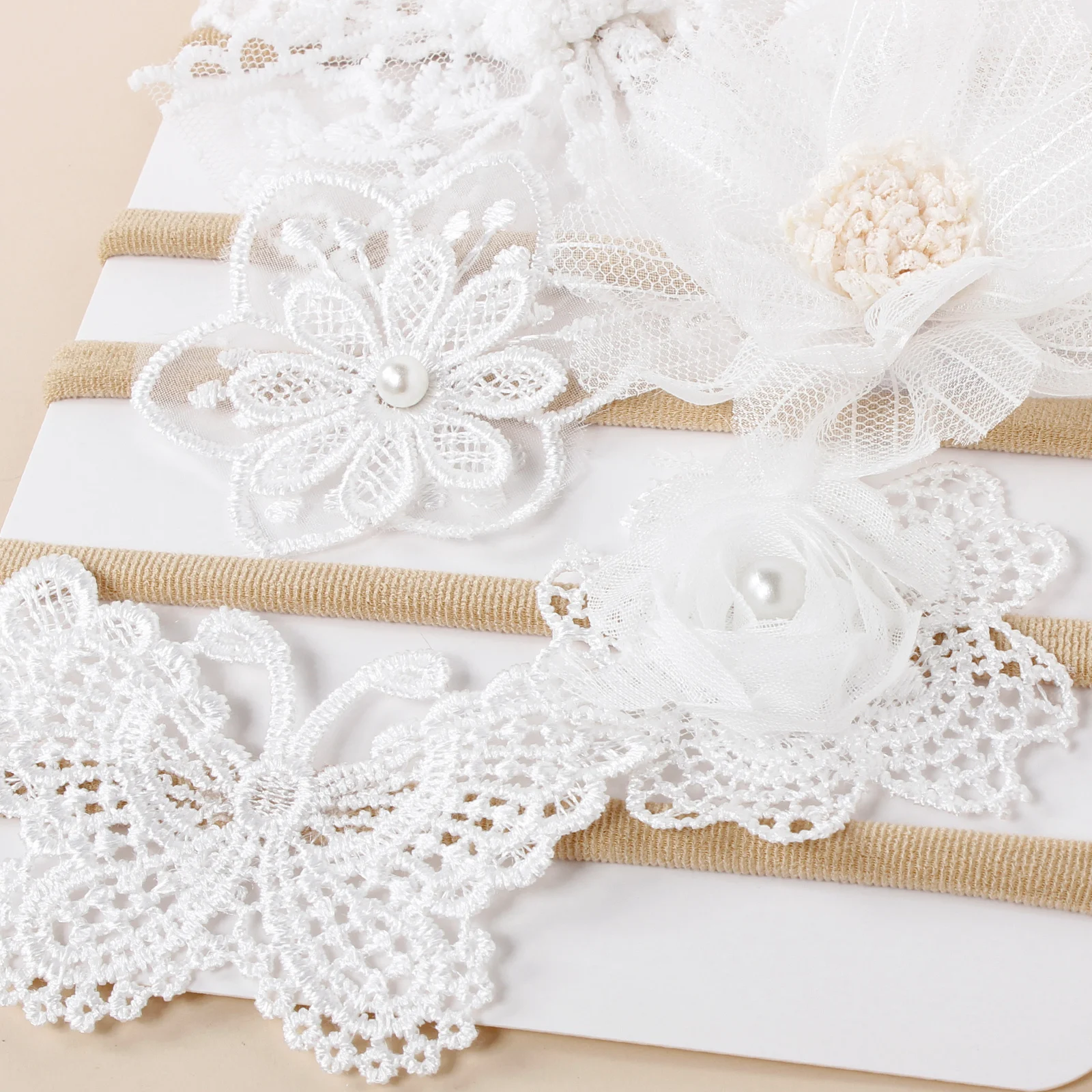 5pcs White Lace Floral Baby Hairband Girls Fashion Wedding Hair Accessories Simulation Flowers Butterfly Headband