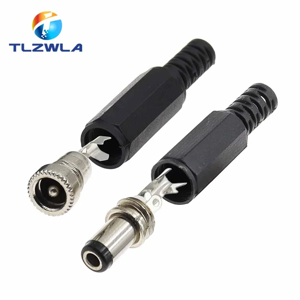 10PCS 24V 12V 3A Plastic Male Plugs + Female Socket Panel Mount Jack 5.5x2.1mm DC Power Connector Electrical Supplies 5.5*2.5