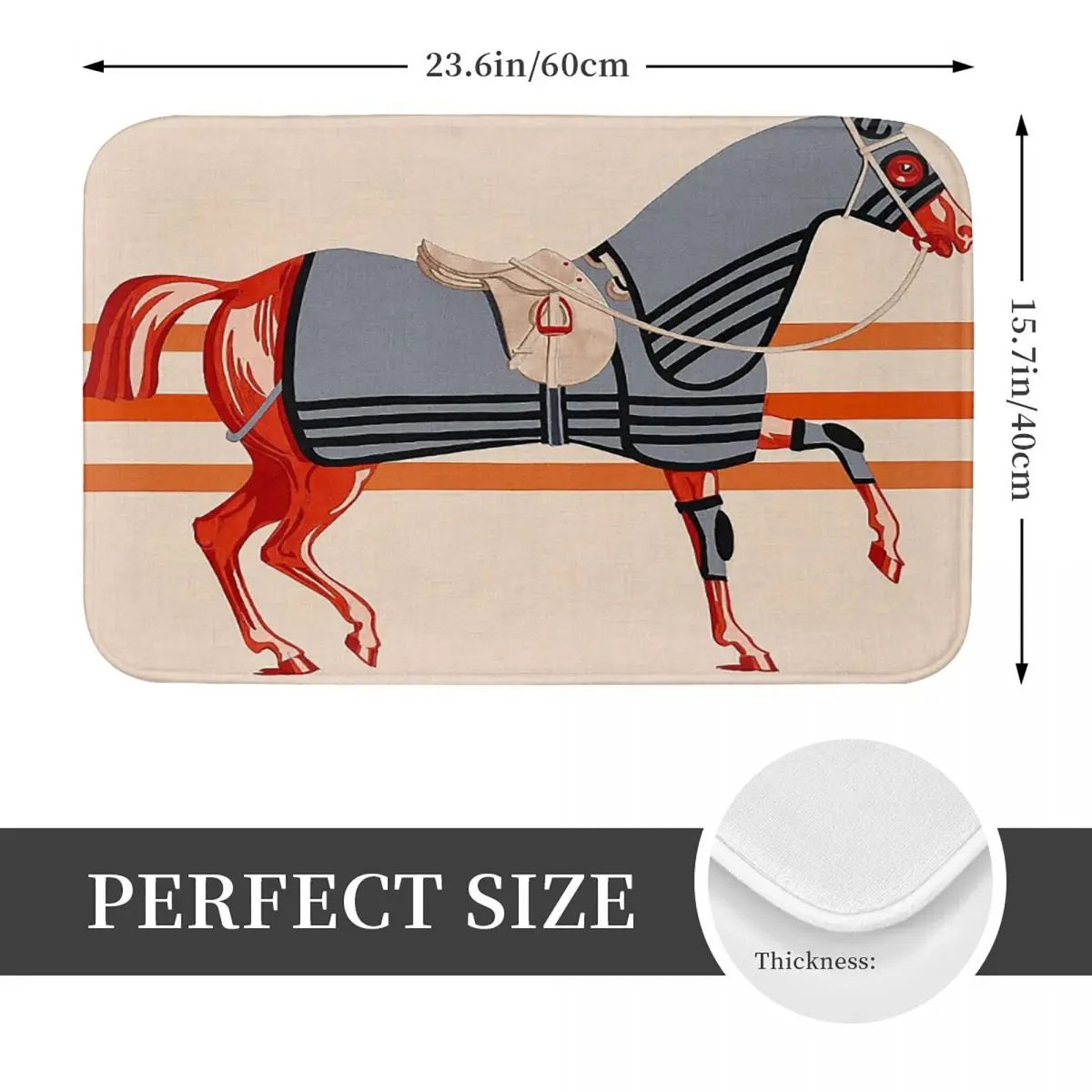 Fashion Ethnic Frame Horse Printing Anti-slip Doormat Floor Mat Carpet Rug for Kitchen Entrance Home Living room Footpad Mats