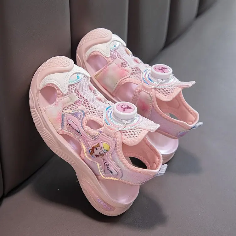 Sandali LED da principessa per ragazze estate sport da spiaggia per bambini rosa viola scarpe morbide brillanti per ragazze taglia 26-34