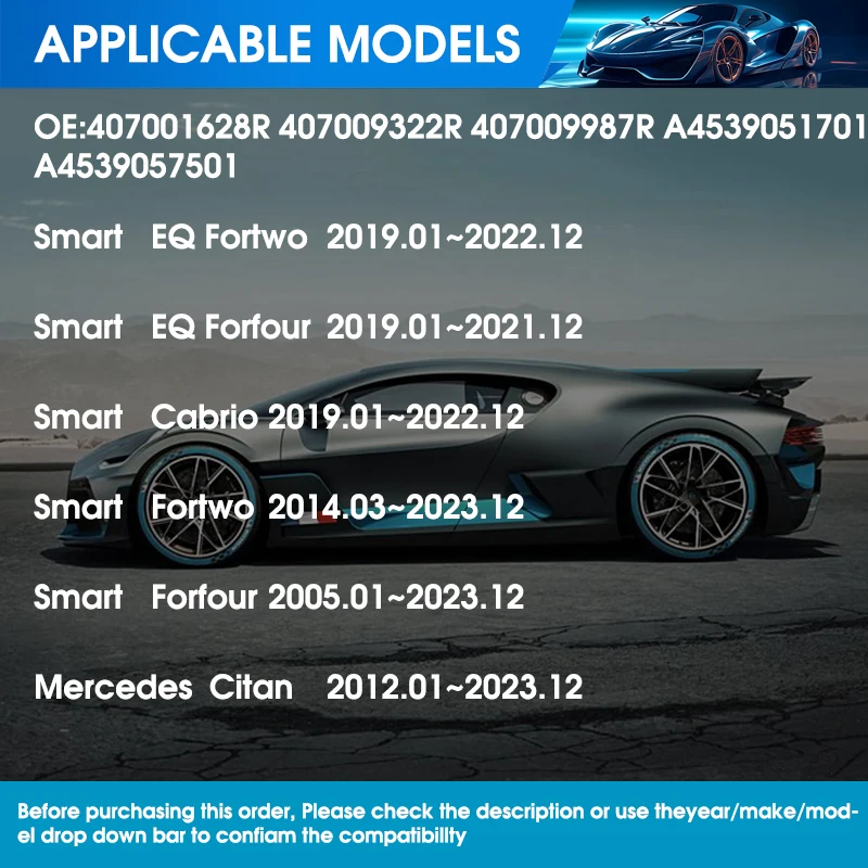 เซ็นเซอร์ความดันยาง TPMS 433MHz สําหรับ Smart EQ Fortwo Forfour Cabrio Mercedes Citan 407001628 อาร์ 407009322 อาร์ 407009987 อาร์เอ 4539051701