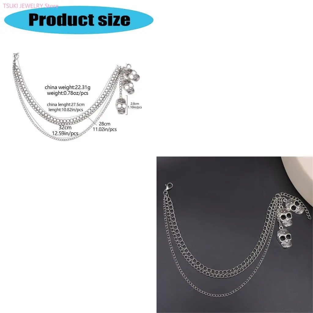 

62KE Модная цепочка для обуви с подвеской в ​​виде черепа, металлическая регулируемая цепочка для обуви для обуви
