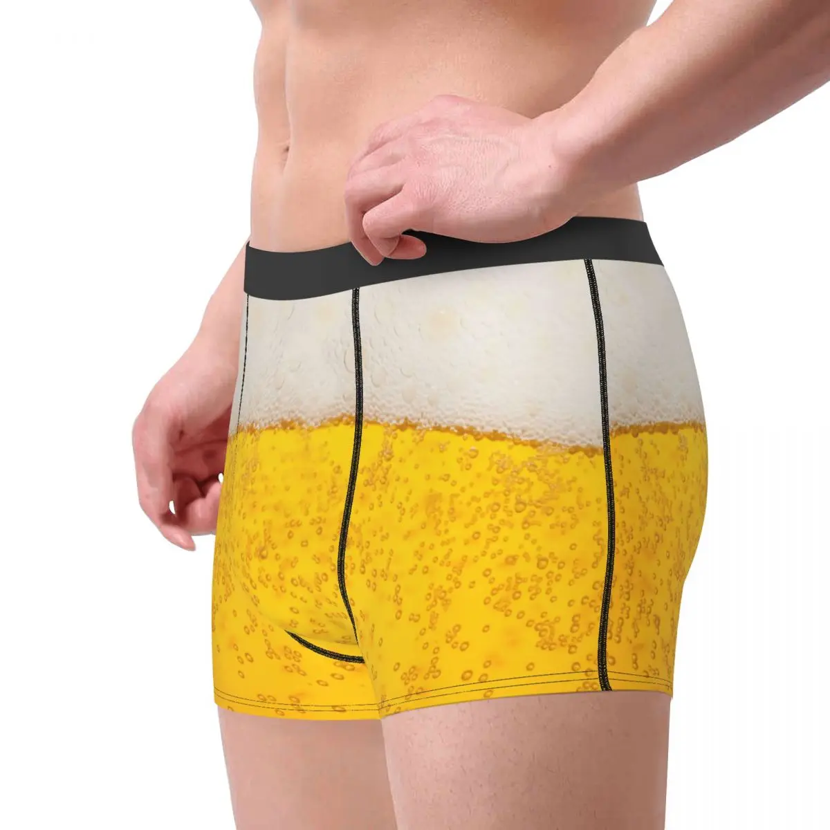 Custom Beer Realistic Bubbles Foam Underwear Men Stretch Drinking Lover Boxer Briefs Shorts Panties Soft Underpants For Homme