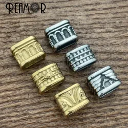 REAMOR Gold Color Stainless Steel Slider Beads 12x6mm Eye of Providence Solar Divine Bird Beads For Bracelet Jewelry Accessories