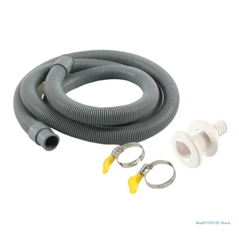 Bilge Hose 3/4 Inch Bilge 6.5 ft Hose Thru Hull Fitting 2 Steel Clamps Suitable for Boats Non-deformation