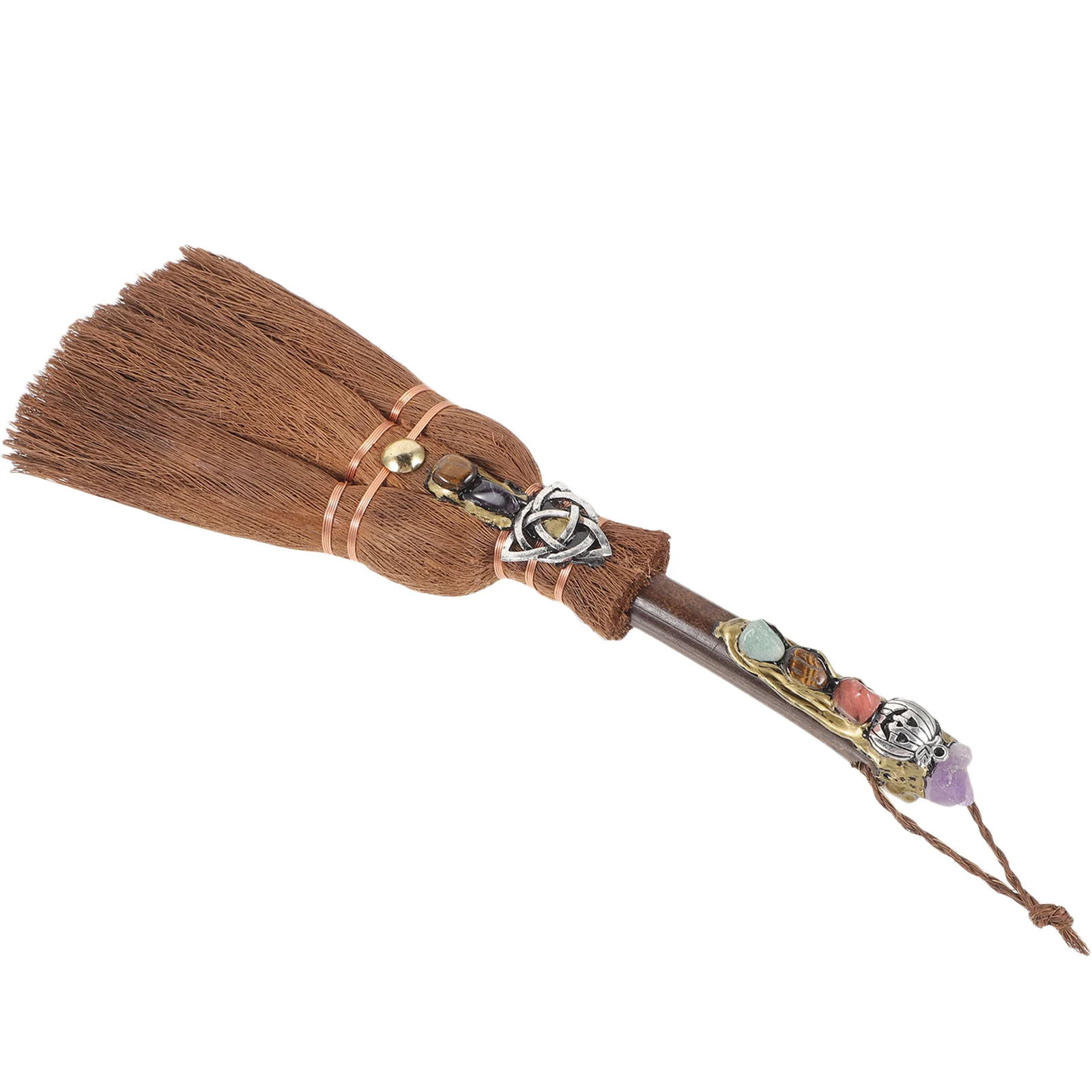 

Altar Broom Delicate Wooden Handle Halloween Pendant Altar Decoration Charm Witch Broom DIY Craft Pendant