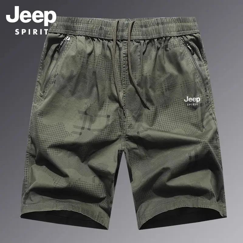 JEEP Spirit Men's Work Clothes Shorts Cotton Summer Fashion Brand Loose Sports Middle Pants Camouflage Casual Beach Pants