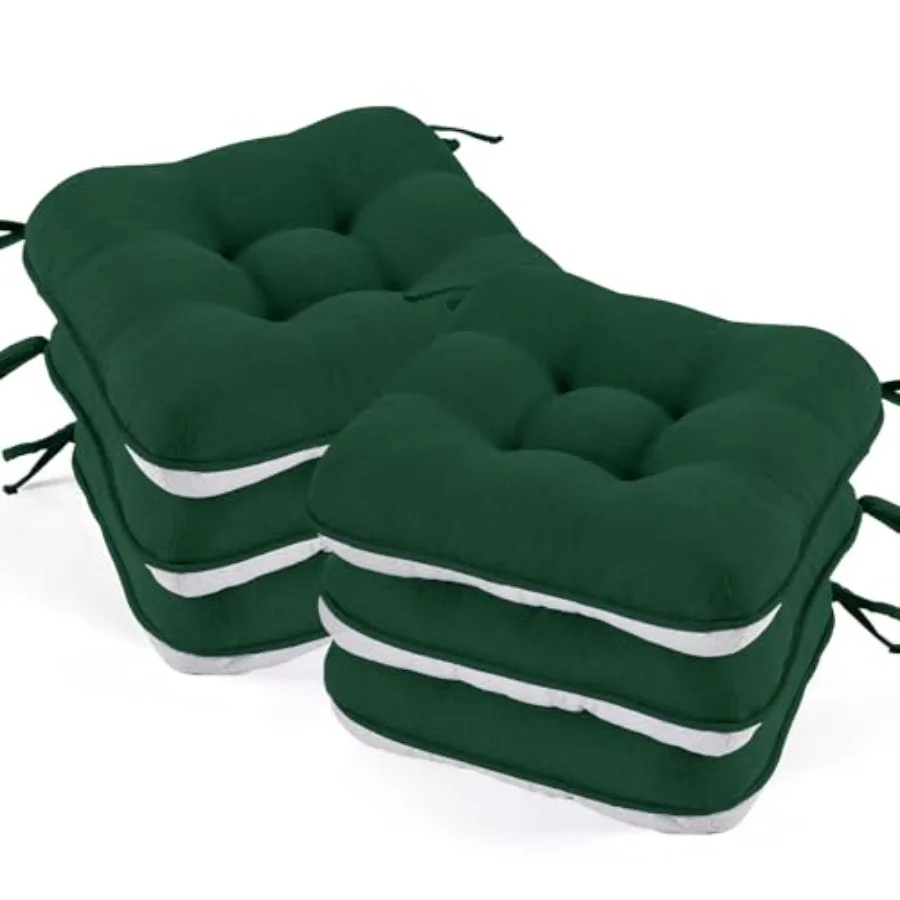 

Подушки для стульев обеденного гарнитура, набор из 6 штук, толщина 3,5 см, накладки на стулья для кухонного стола с завязками, нескользящая основа и чехлы, подушки для сидений