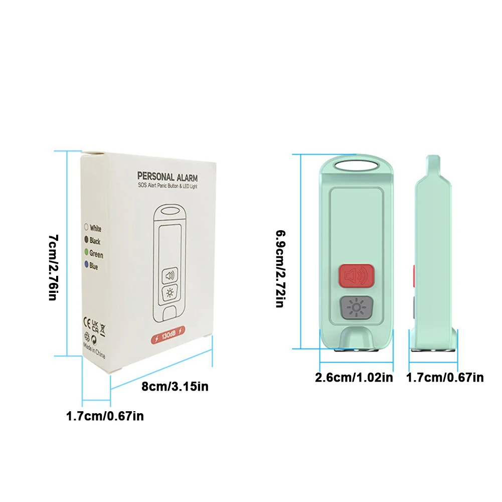 Personal Alarm with LED Lights Self Defense Alarm Waterproof Emergency Safety Alarm Rechargeable for Women Men Children Elderly