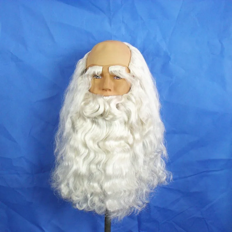 Wigs for Men White Hairpiece Santa Beard for Christmas Gift New Santa Claus Wig and Beard Synthetic Hair Short Cosplay