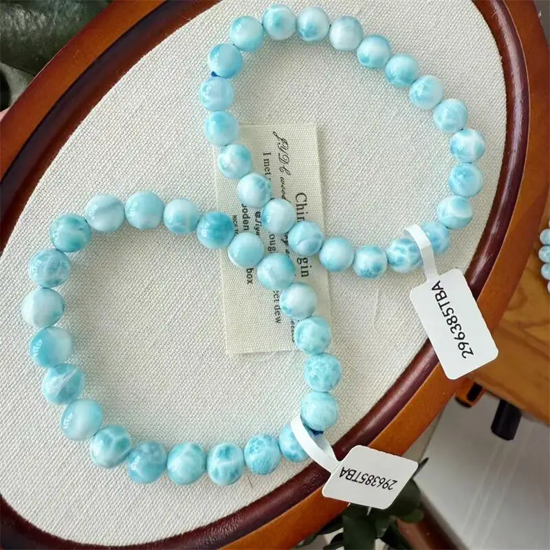 

Natural Larimar Bead Bracelet Handmade Crystal Jewelry Stretch Bangle Children Birthday Gift 1pcs 8.5/9/11MM