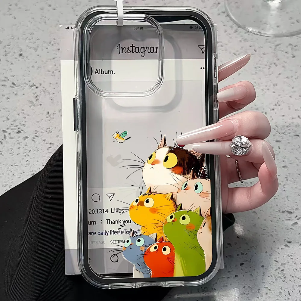 Niedliche lustige Katzenmuster Klare Handyhülle für iPhone 17 13 16 15 11 12 14 Pro Max 17 Air XR X Hülle Silikon Weiche Stoßfeste Abdeckung – Detail 2