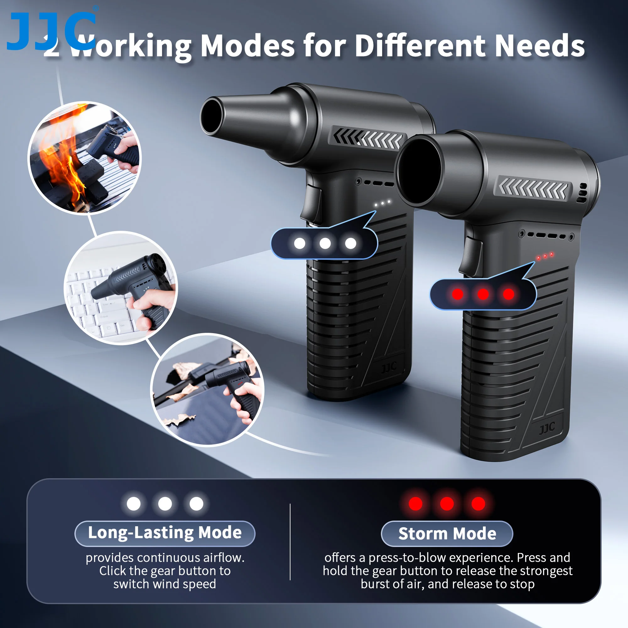 JJC Handheld Mini Turbo Air Blower Power Air Duster 3-Gear Adjustable Dust Blower for Computer Keyboard Car Home Cleaning Kit